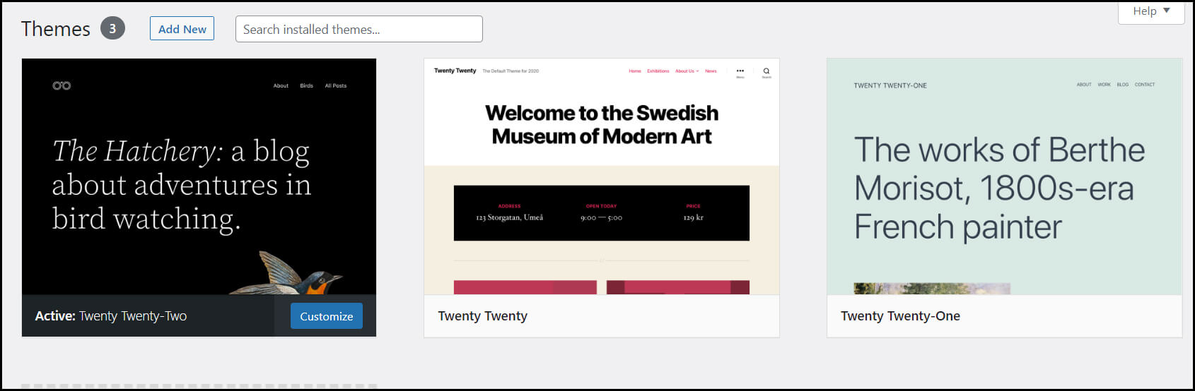 Select theme for your website