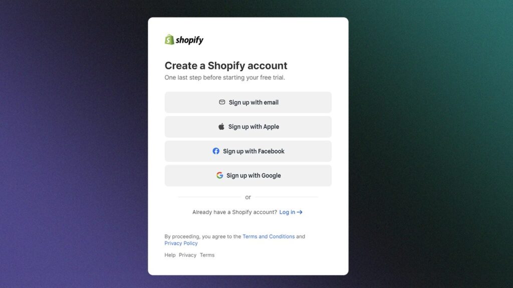 shopify-account-signup