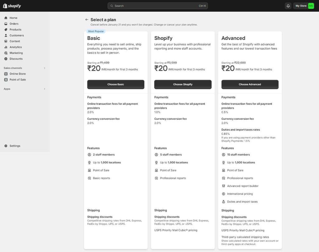 shopify-store-plan-for-3-months